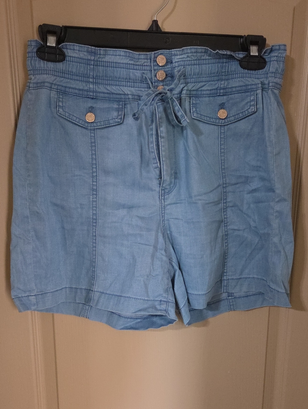 White House Black Market Light Blue Paperbag Waist Denim Shorts